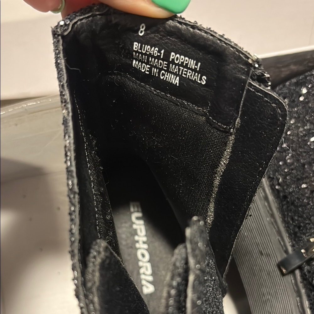 Euphoria Black Glitter Boots - Picture 4 of 5
